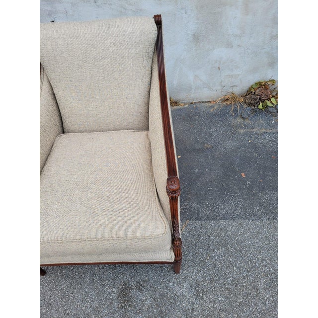 Antique 1920s Italian Beechwood Living Room Chair, Hand-Carved & Upholstered For Sale - Image 10 of 10