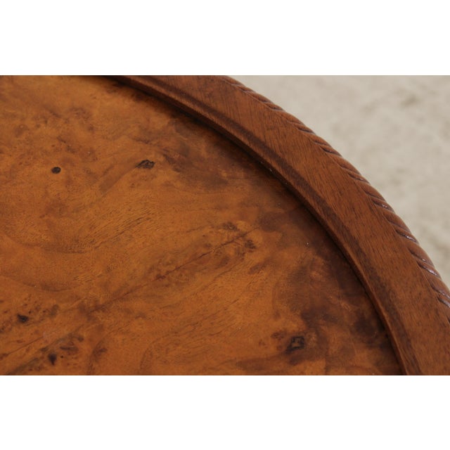 1980s John Widdicomb Round Burl Wood Lamp Table For Sale - Image 5 of 13