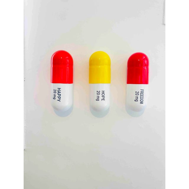 Tal Nehoray, 20 Mg Happy Pill Combo (Red, Yellow and Orange) Set of 3 Still Life Sculptures For Sale In New York - Image 6 of 6