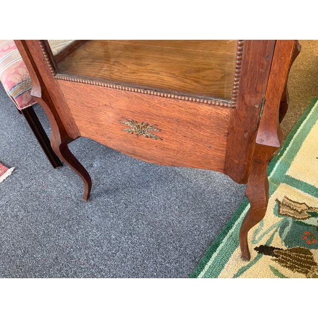 Brown 20th Century Oak Victorian Glass Display Cabinet For Sale - Image 8 of 13