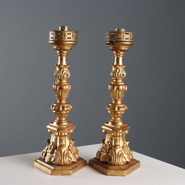 Gold Wooden Torch Holders, Set of 2 For Sale - Image 8 of 9