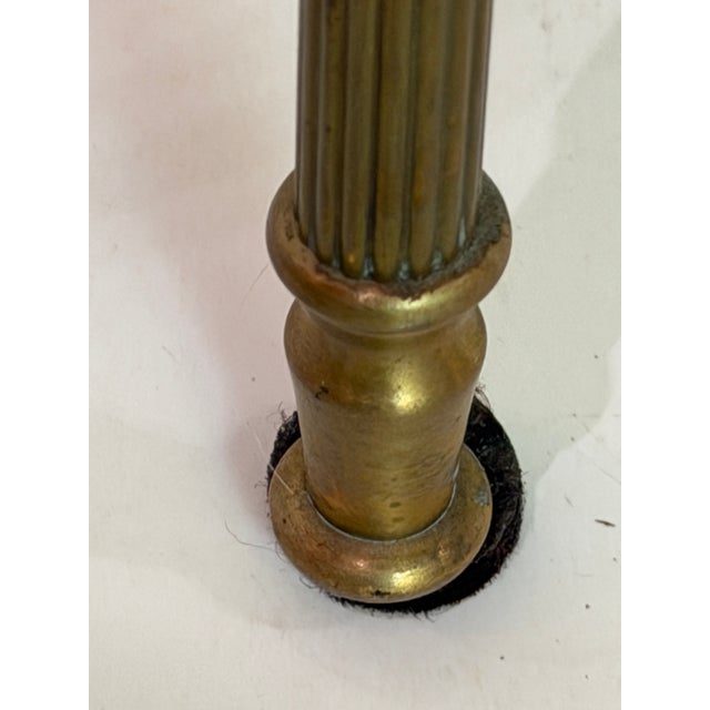 1980s Pair of Global Views Brass Finish Glass Top Neoclassical Side Tables With Gallery Rail For Sale - Image 5 of 10