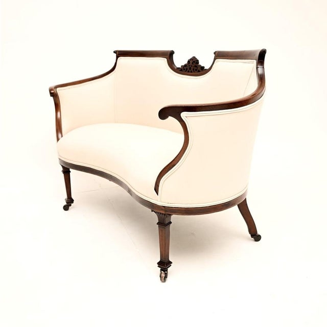 Antique Edwardian Inlaid Settee, 1880 For Sale - Image 4 of 11