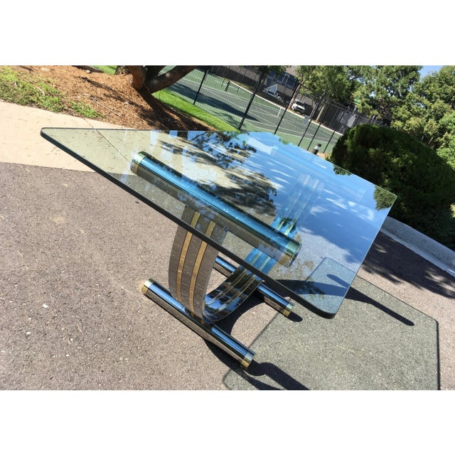 Chrome & Brass U-Shaped Dining Table Manner of Romeo Rega Italy For Sale - Image 11 of 13