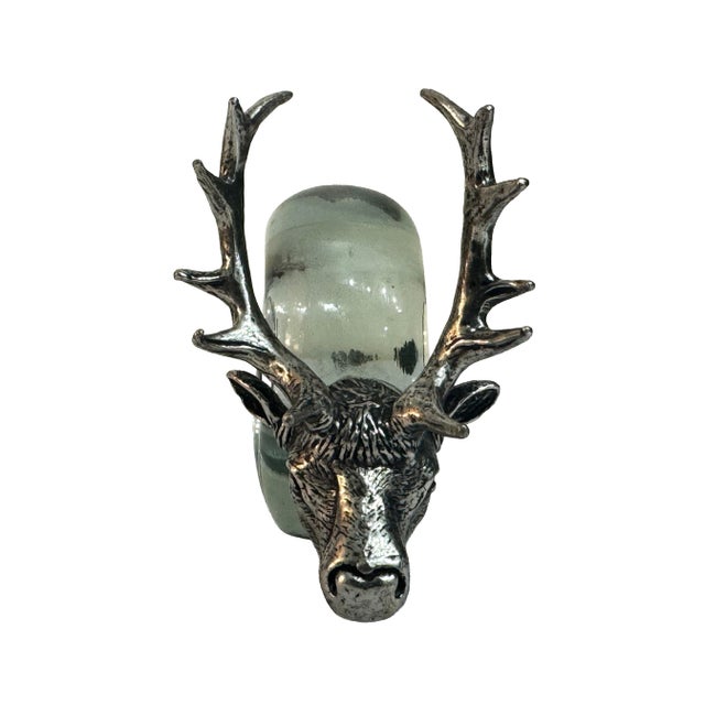Gray Vintage Safari African Wildlife Animals Handblown Glass & Pewter Napkin Rings - Set of 8 For Sale - Image 8 of 18