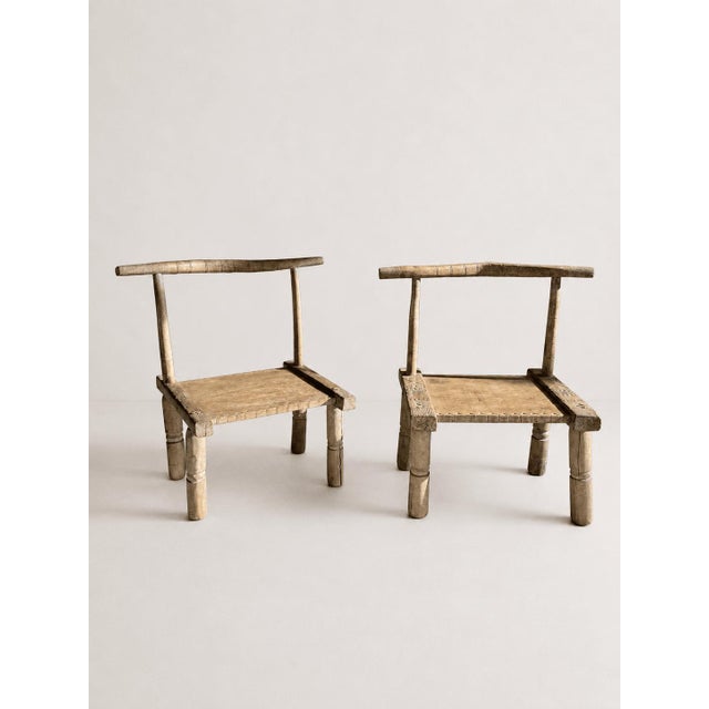 Antique Primitive Low Chairs, 20th Century, Set of 2 For Sale - Image 11 of 11