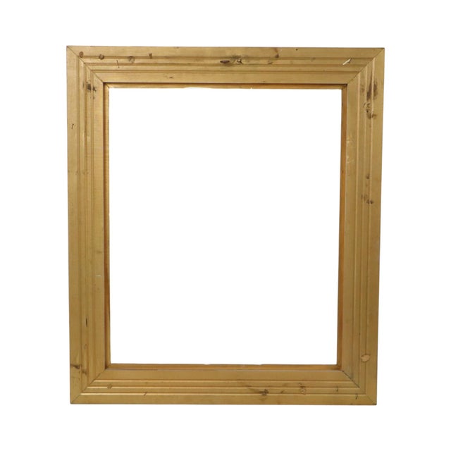 Beautiful gold-colored vintage pine frame with a lovely, characterful patina of age, entirely in the classic Baroque...