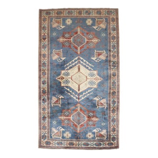 Blue Vintage Inspired Caucasian Rug rug no.j4884 For Sale