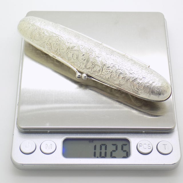 Vintage Italian Handmade Genuine Sterling Silver 925 Cigar Holder Florentine Box For Sale - Image 9 of 10