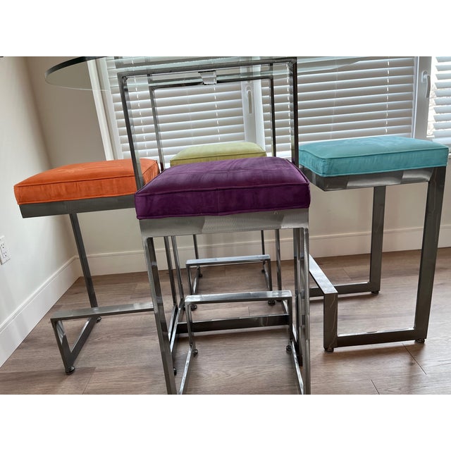 Johnston Casuals High Top Glass Table With Ultra Plush Stools For Sale - Image 4 of 4