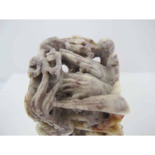 Red Chinese 3d Carved Fish & Bird Shoushan Stone Chop Seal Stamp For Sale - Image 8 of 15