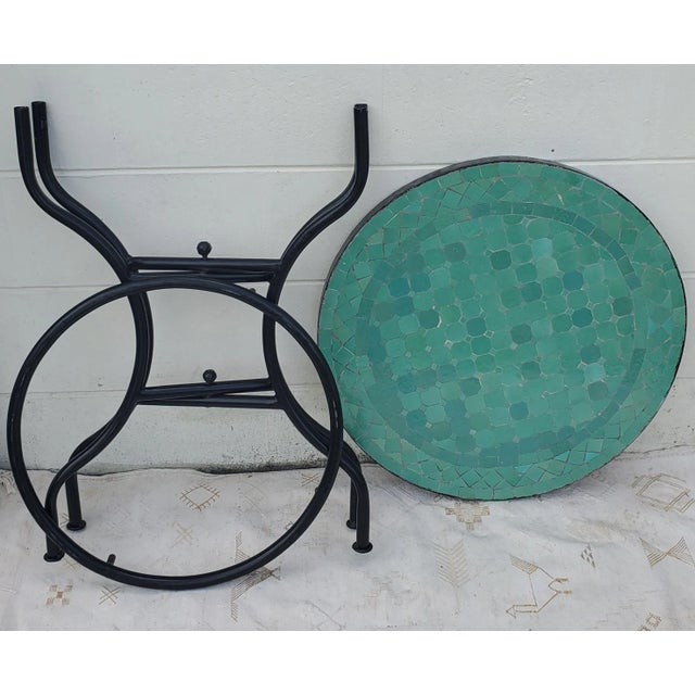 Metal 24" Aqua Moroccan Mosaic Table - Cr4 For Sale - Image 7 of 7