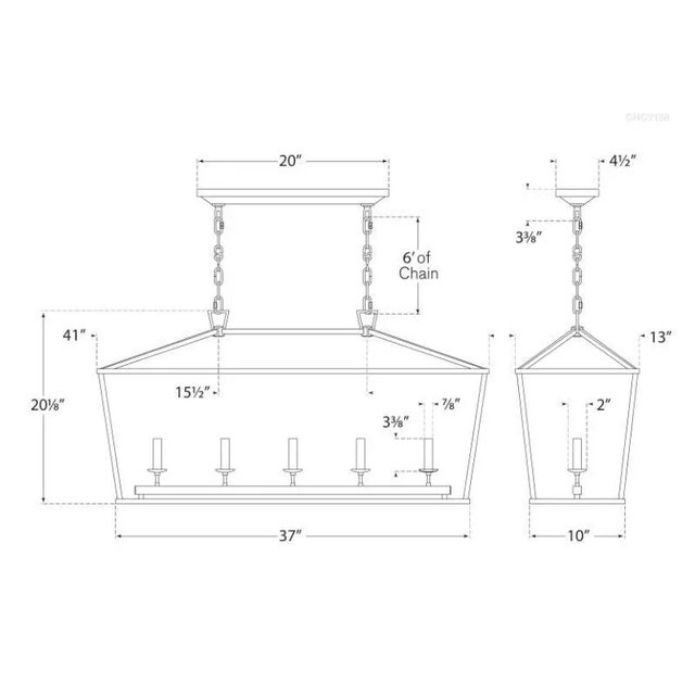 Transitional Chapman & Myers for Visual Comfort Signature Darlana Medium Linear Lantern in Aged Iron For Sale - Image 3 of 3