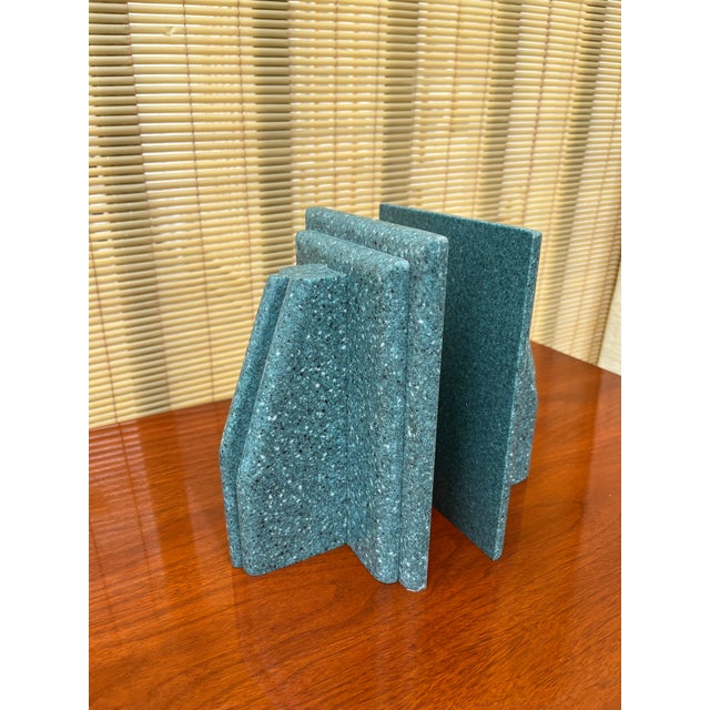 Vintage Faux Granite Stone Postmodern Handcrafted Bookends. Circa 1980s For Sale In Miami - Image 6 of 14