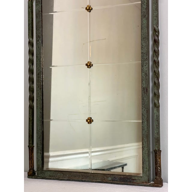 1920s Oscar Bach Attributed Iron Console and Beveled Mirror Set With Marble Top For Sale - Image 14 of 17