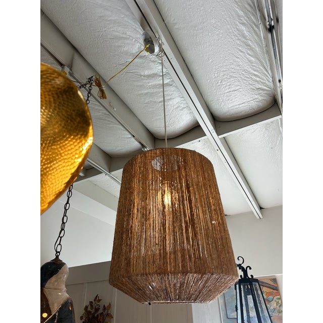 Late 20th Century Late 20th Century Woven Drum Pendant For Sale - Image 5 of 6
