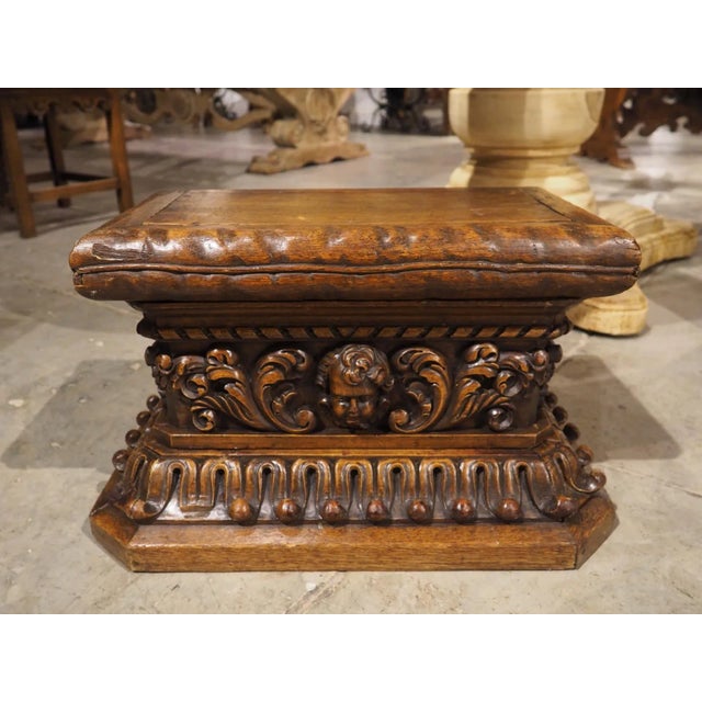 17th Century Oak Carved Socle Pedestal From Northern Italy For Sale - Image 13 of 17