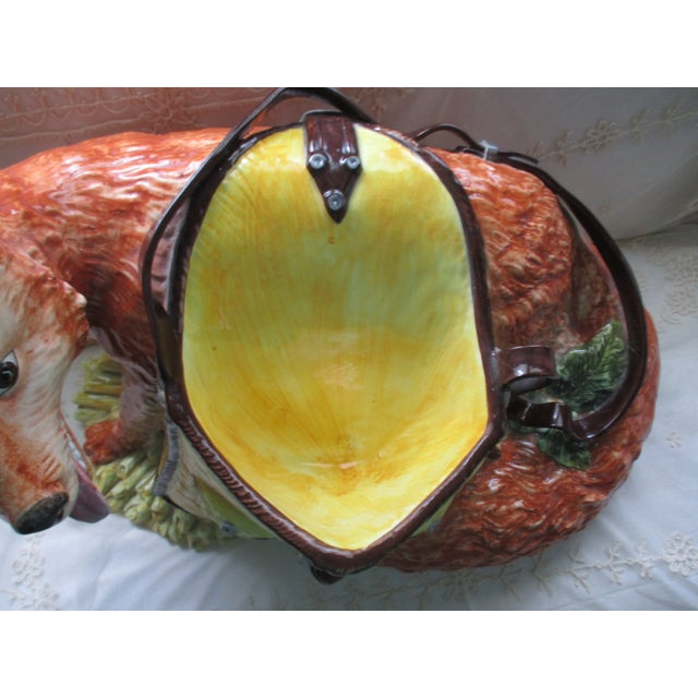 Vintage Huge Mid Century Italian Ceramic Fox and Mail Satchel Chache Pot For Sale In Columbia, SC - Image 6 of 15