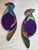 Vintage Mid-Century Leaded Stained Glass Parrot Wall Mirrors - A Pair For Sale - Image 4 of 4