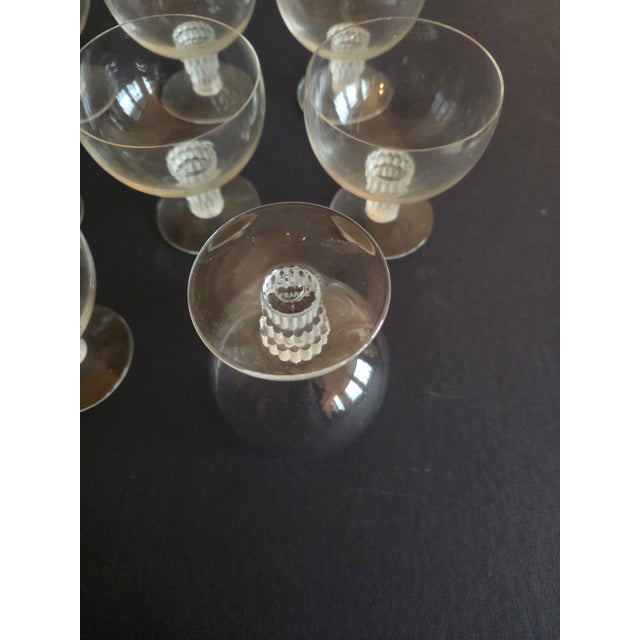 Transparent 1930s Lalique Art Deco "Bamboo" Pattern Cordials Set of Eight For Sale - Image 8 of 13
