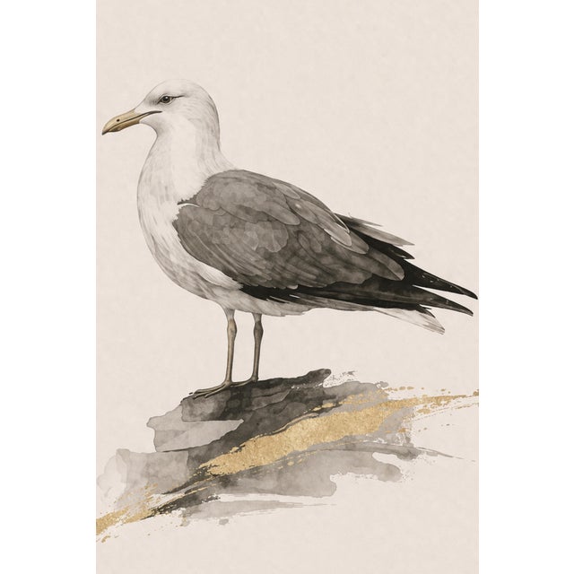 Not Yet Made - Made To Order Coastal Seagull Study, Minimalist Nautical Art Print, 24″ × 36″ Reproduction For Sale - Image 5 of 10