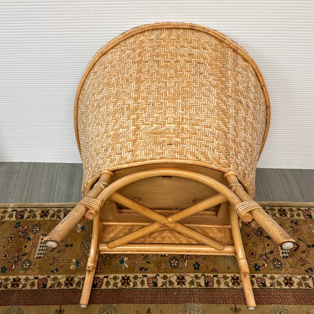 Mid 20th Century Woven Rattan Tub Chairs, Pair For Sale - Image 11 of 12