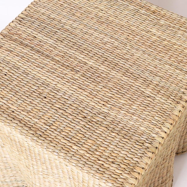 Pair of Woven Reed Square Ghost Drapery Stands For Sale In West Palm - Image 6 of 9