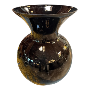 Large 1970s Italian Black Murano Glass Vase