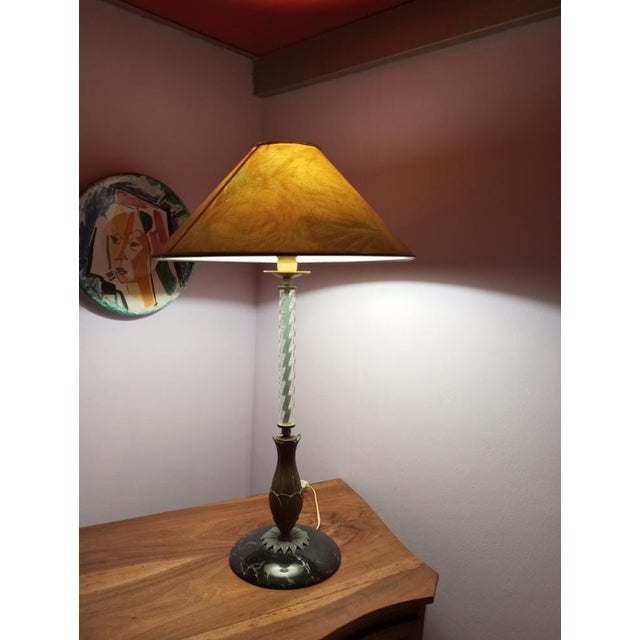 Table Lamp with Marble Base and Bronze Leaf Decoration, Italy, 1950s For Sale - Image 15 of 18