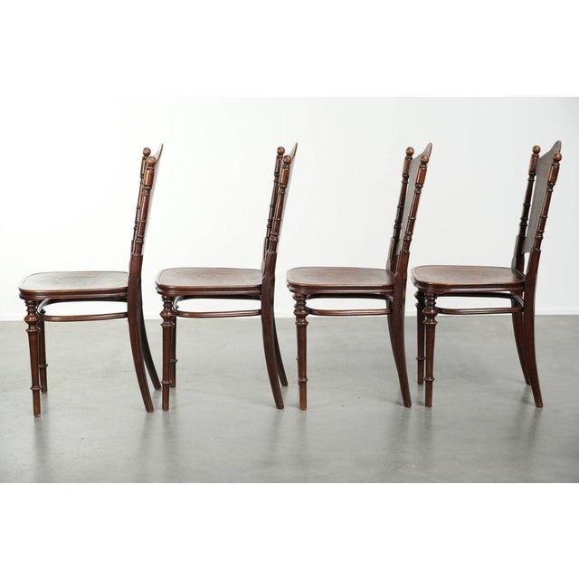 Antique Late 18th Century Art Nouveau Style Bentwood Bistro Chairs, Set of 4 For Sale - Image 5 of 14