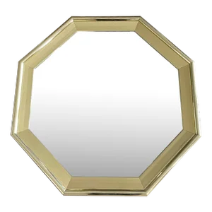 1980's Octagonal Faux Brass Beveled Glass Mirror