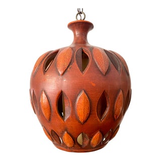 Vintage MCM Ceramic Pottery Hanging Pendant Light For Sale
