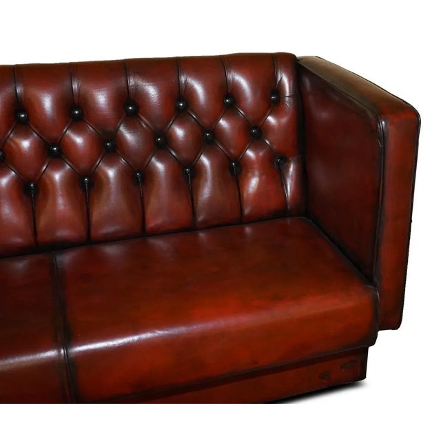 Set of 4-5 Seater Chesterfield Brown Leather Sofas For Sale - Image 9 of 18