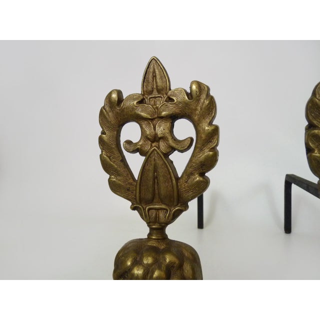 Early 20th Century Bronze Andirons with Lions Paw Feet For Sale - Image 5 of 9