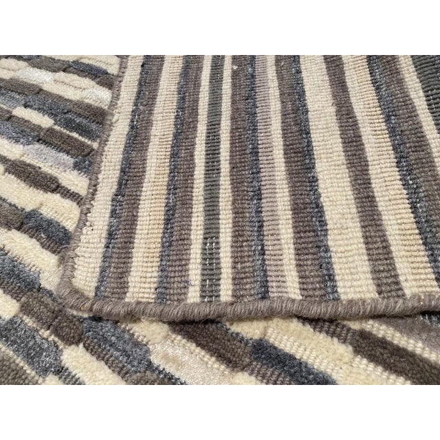 Contemporary Pasargad DC Modern Earth-Tone Hand-Made Bamboo Silk Indo Rug For Sale - Image 3 of 4