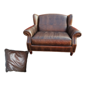 Vintage Royale Usa 'Croc' Wingback Chair & Half, Pillow & Ottoman