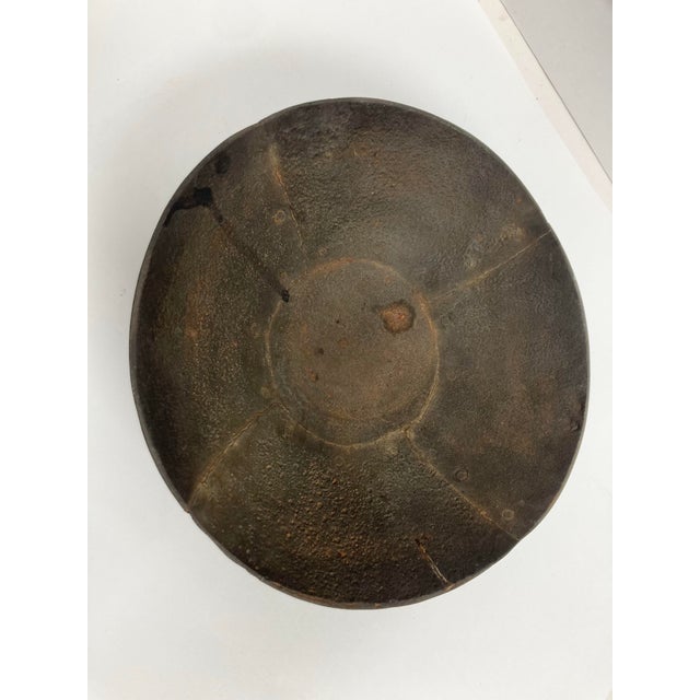 Metal Vintage Brutalist Iron Bowl With Fine Original Age Patina For Sale - Image 7 of 12