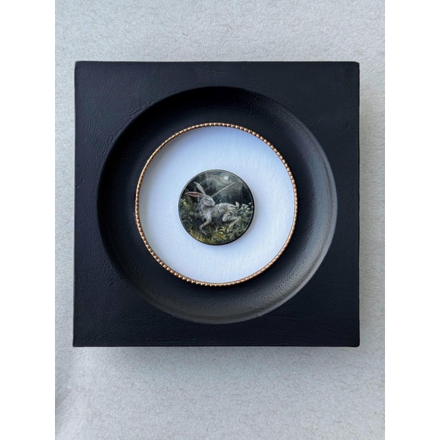Contemporary When the Moon Ascends by Bryanna Marie | Oil On Coin of a hare in a moonlit forest setting For Sale - Image 3 of 5