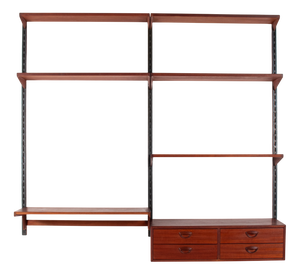 Danish Mid Century Modern Teak Wall Unit, Denmark, 1960s