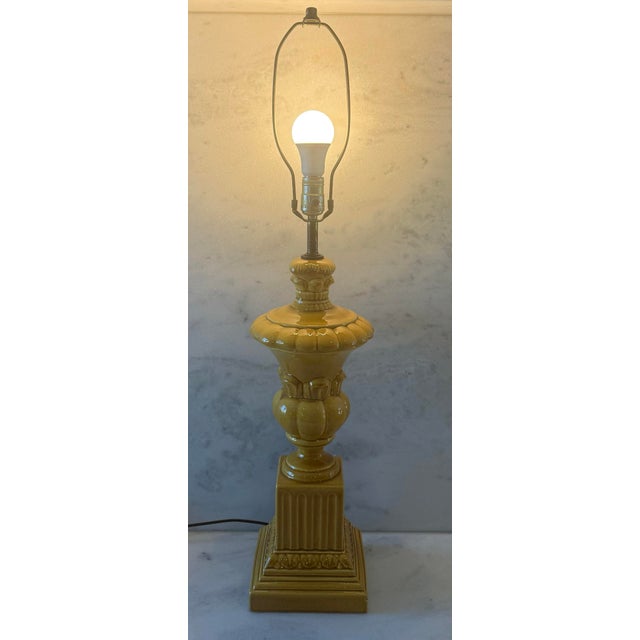 Mid Century Italian Style Mustard Yellow Ceramic Table Lamp For Sale - Image 9 of 9
