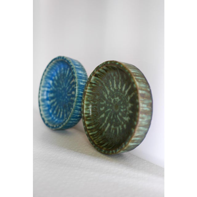 Pair of Gunnar Nylund “Sintra” Series Stoneware Plates, 1960s A pair of small signed plates/bowls by the celebrated...