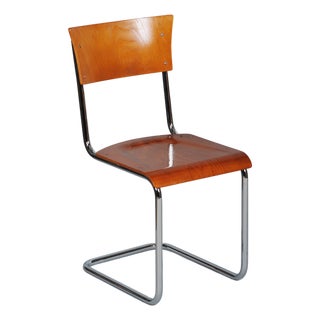 Bauhaus Chair in Beech and Chromed Steel, Czech, 1930s For Sale