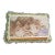 Large Vintage Woven Roses Tapestry Cushion With Camel Velvet Backing For Sale