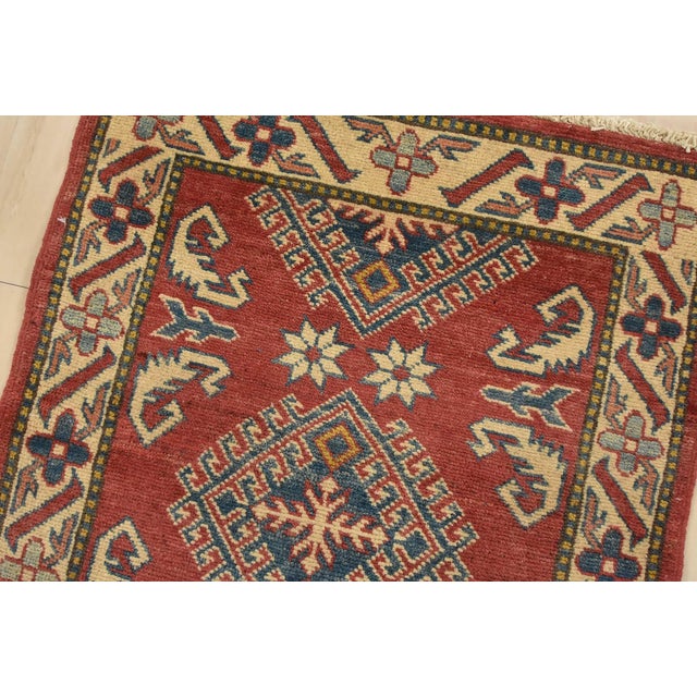 Kazak Runner 2’5” X 6’5” Red Wool Tribal Hand-Knotted Oriental Rug For Sale In Philadelphia - Image 6 of 11