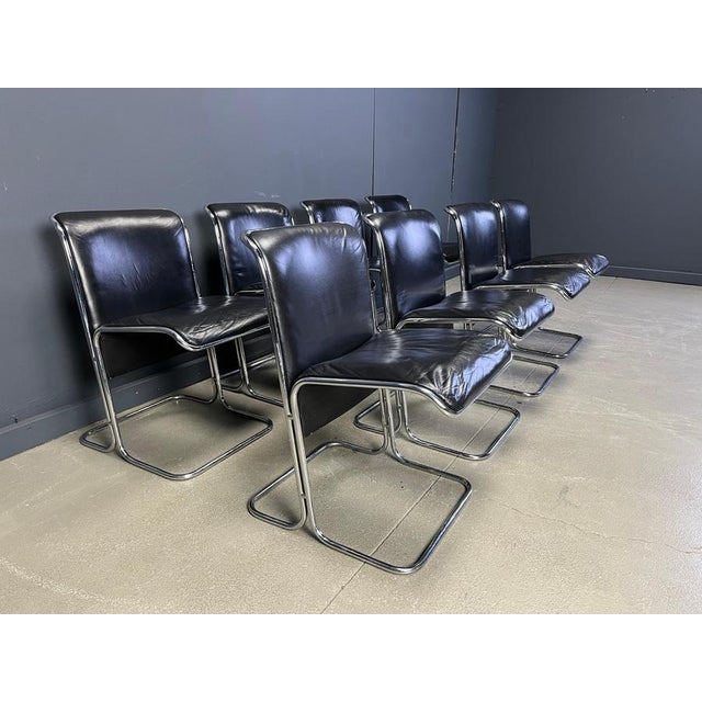 Black Calla Dining Chairs by Antonio Ari Colombo, 1970s, Set of 8 For Sale - Image 8 of 15