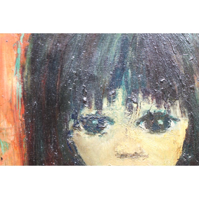 1960s Bueno, Portrait of a Melancholy Girl, 1960s, Oil For Sale - Image 5 of 12