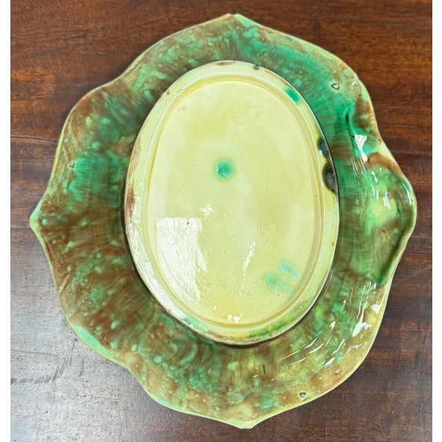 Ceramic Antique Majolica Serving Dish For Sale - Image 7 of 10
