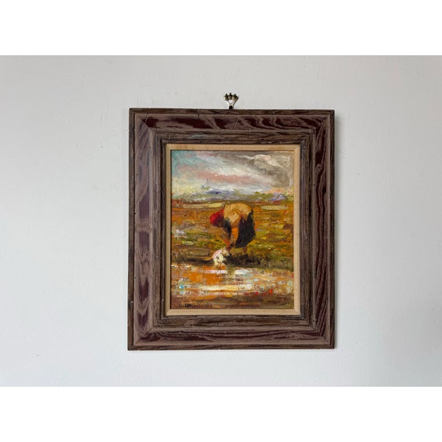 Mid-Century Modern 1960's Vintage Alessandro Impressionist Abstract Oil on Masonite Painting – Framed For Sale - Image 3 of 10