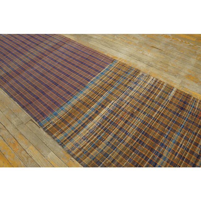 1950s Multicolor Stripe Vintage American Rag Rug Runner 3' X 33' Handknotted Wool Carpet For Sale - Image 4 of 6