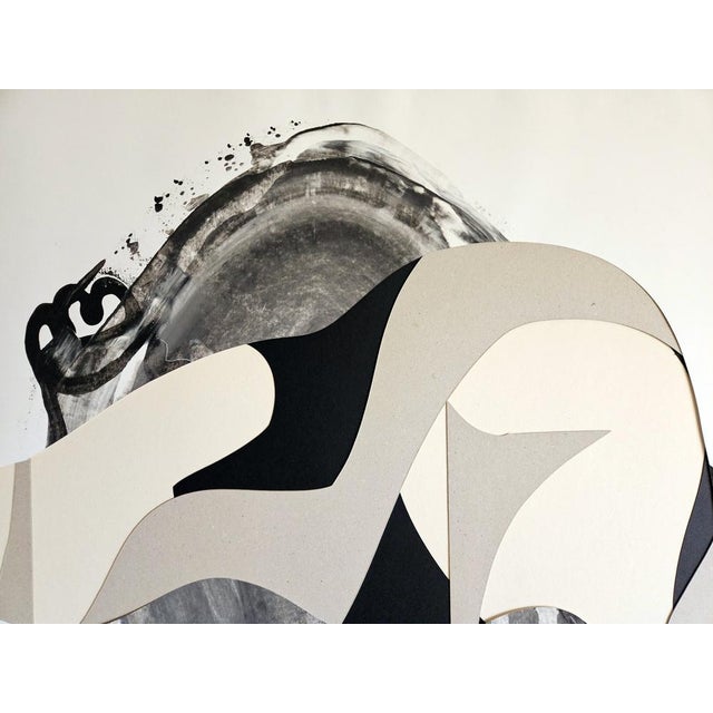 Styl 2023 collage paper 100x70x1 collage acrylic drops on paper composition extracted from animals face person subjects...